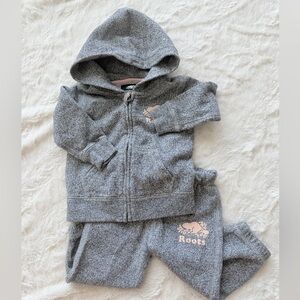 Roots Infant Organic Cotton Sweatsuit Sz 6-12 mo Zipper Hoodie and Sweatpants BG